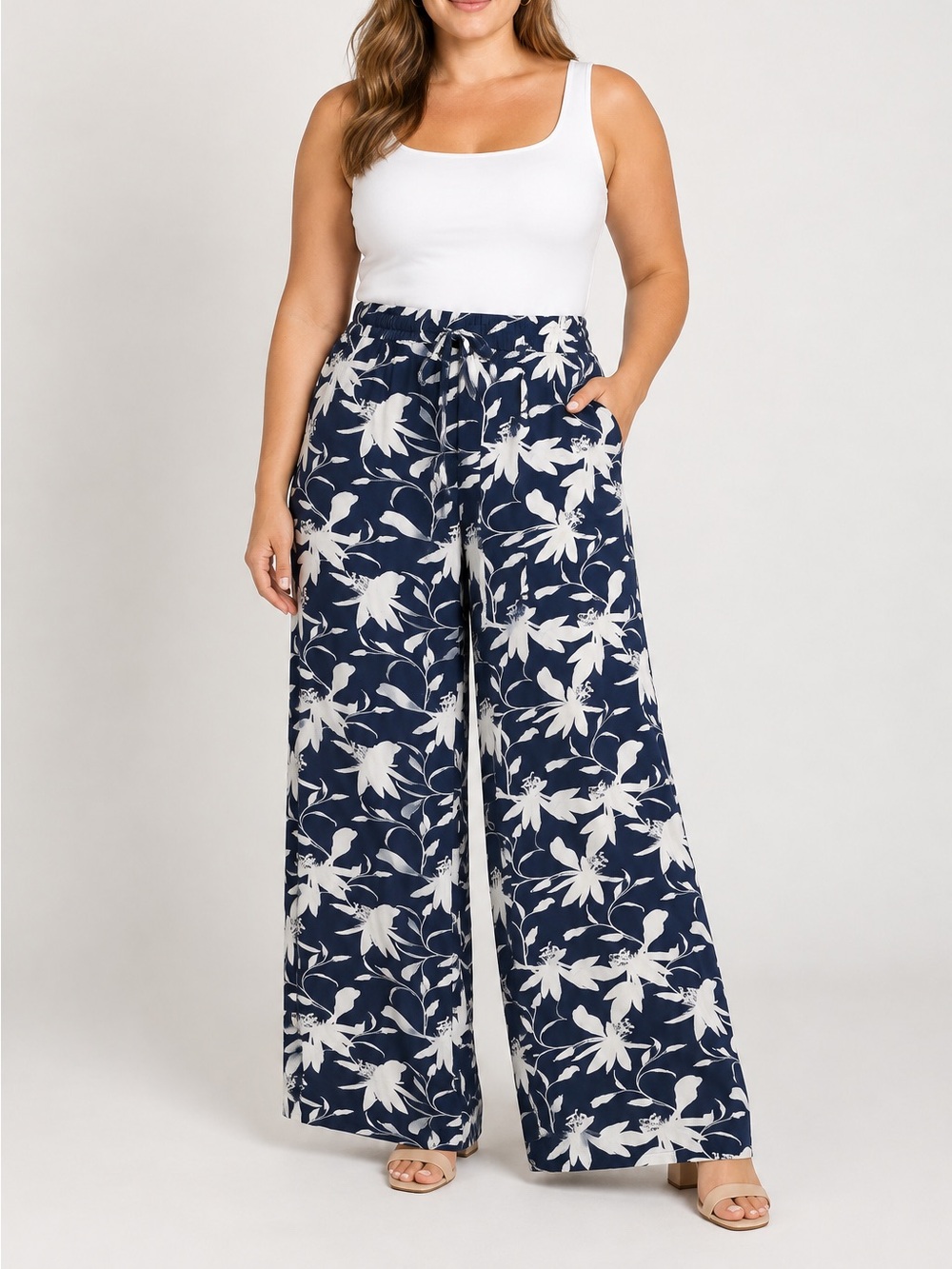 Serra wide-leg floral palazzo pants new xl